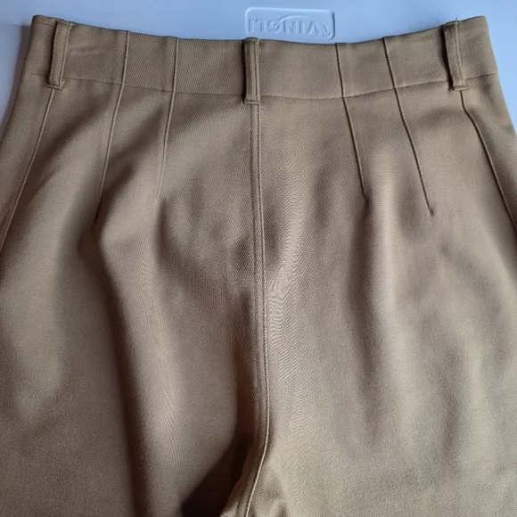 Jones & Co Tan High Rise Wide Leg Ankle Trousers Stretch Thick Size 10 2250-Ai - Picture 10 of 12